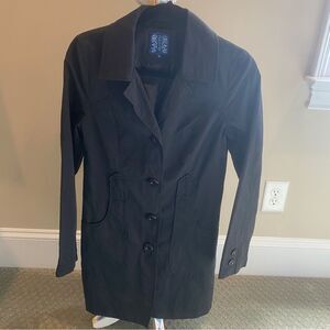 Ambition Black Collared Button Down Trench Coat Women's Size Small